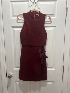 ANTONIO MELANI Burgundy Sleeveless Mini Dress with Side Bow